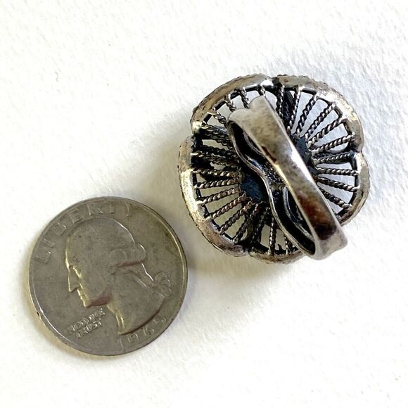 Avon Size 10 Diamonesque Scroll Filigree Style Cocktail Ring Silver Tone - Picture 3 of 4